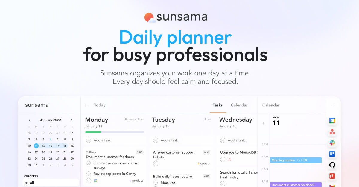 Sunsama - Make work-life balance a reality.