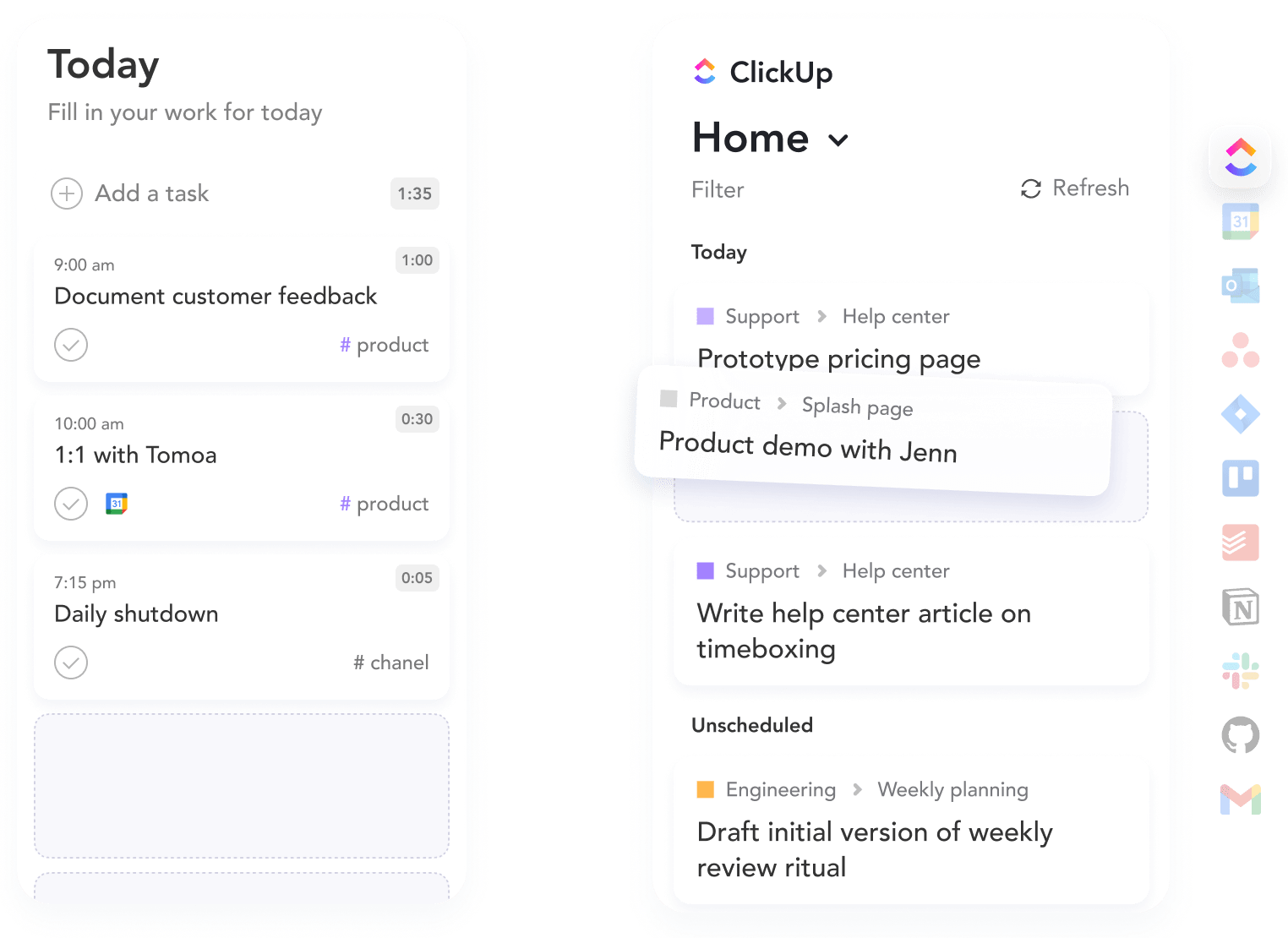 Import tasks from integration