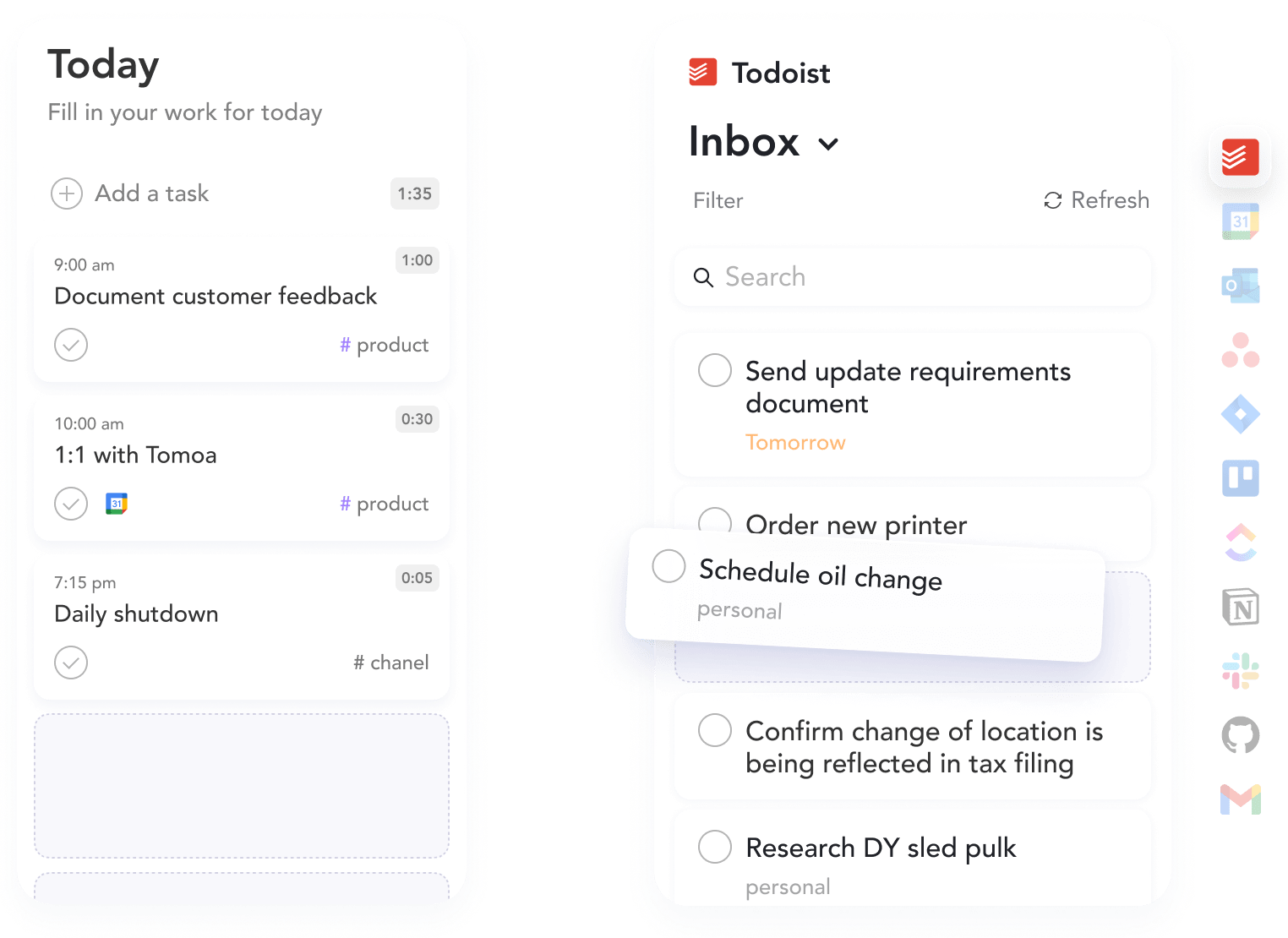 Import tasks from integration