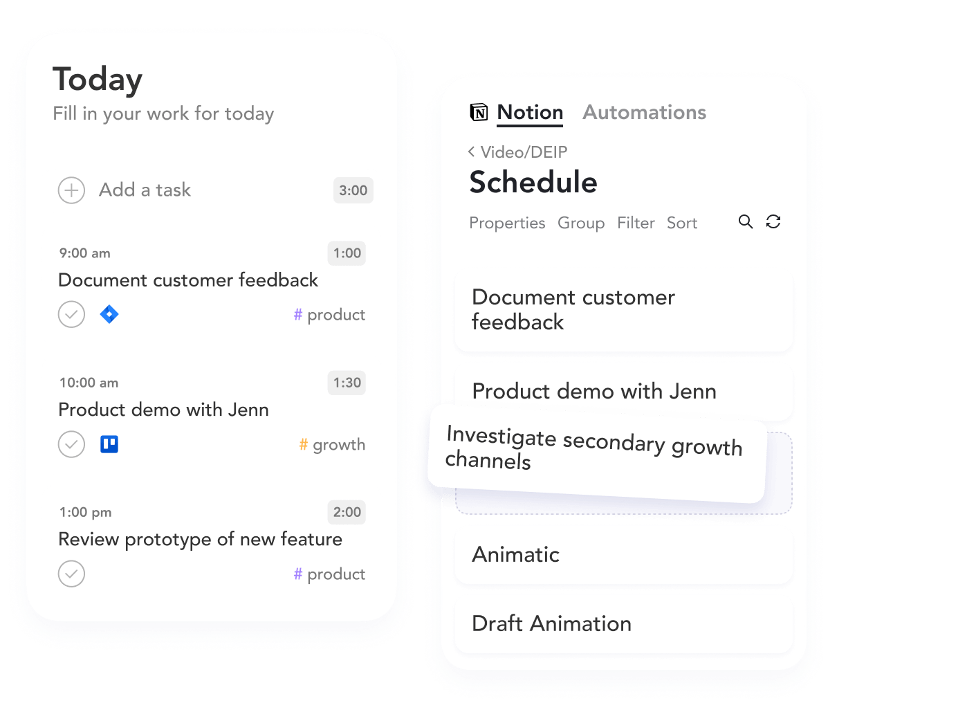 An image of the UI importing tasks from other tools