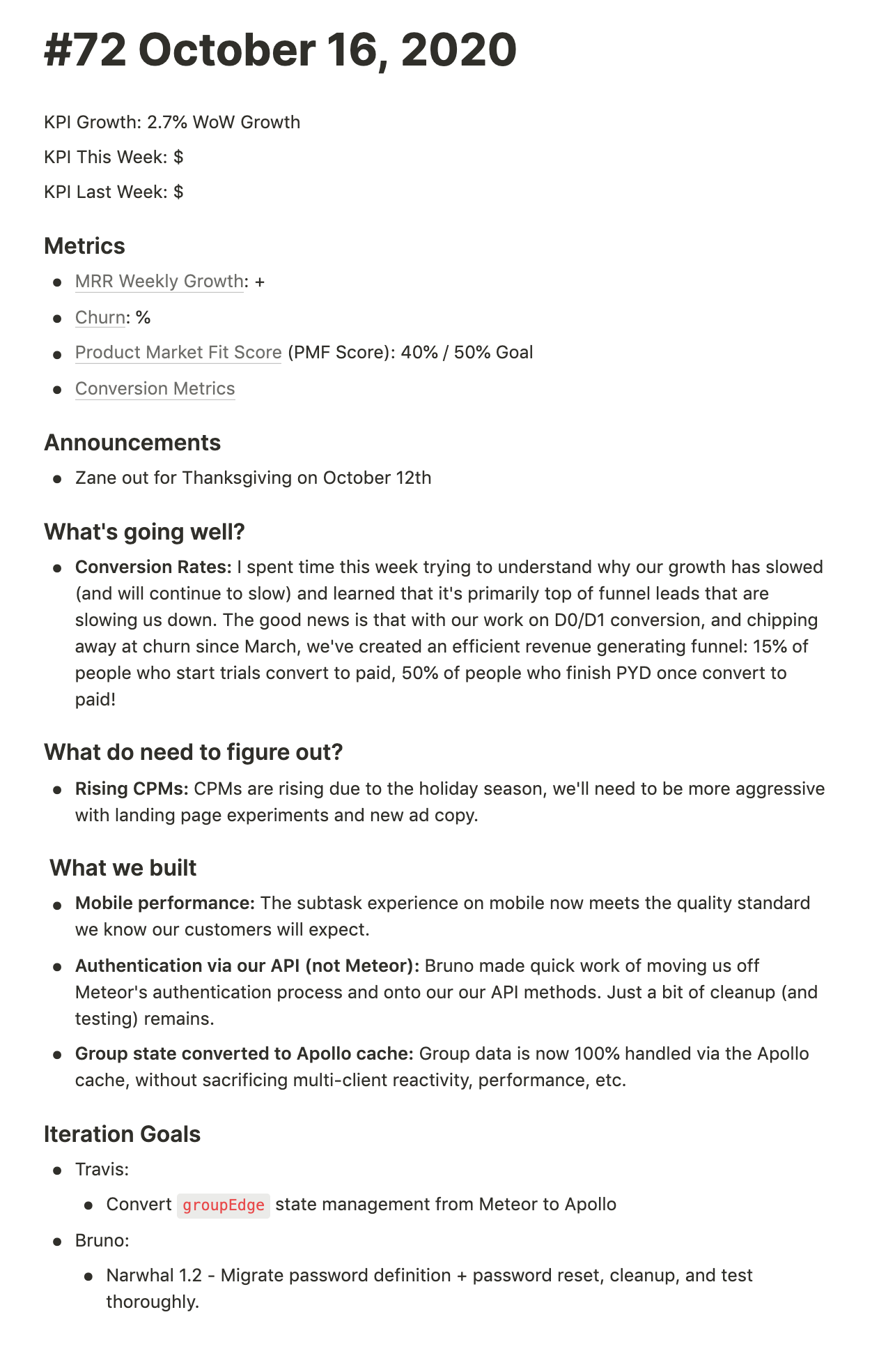 Weekly Update