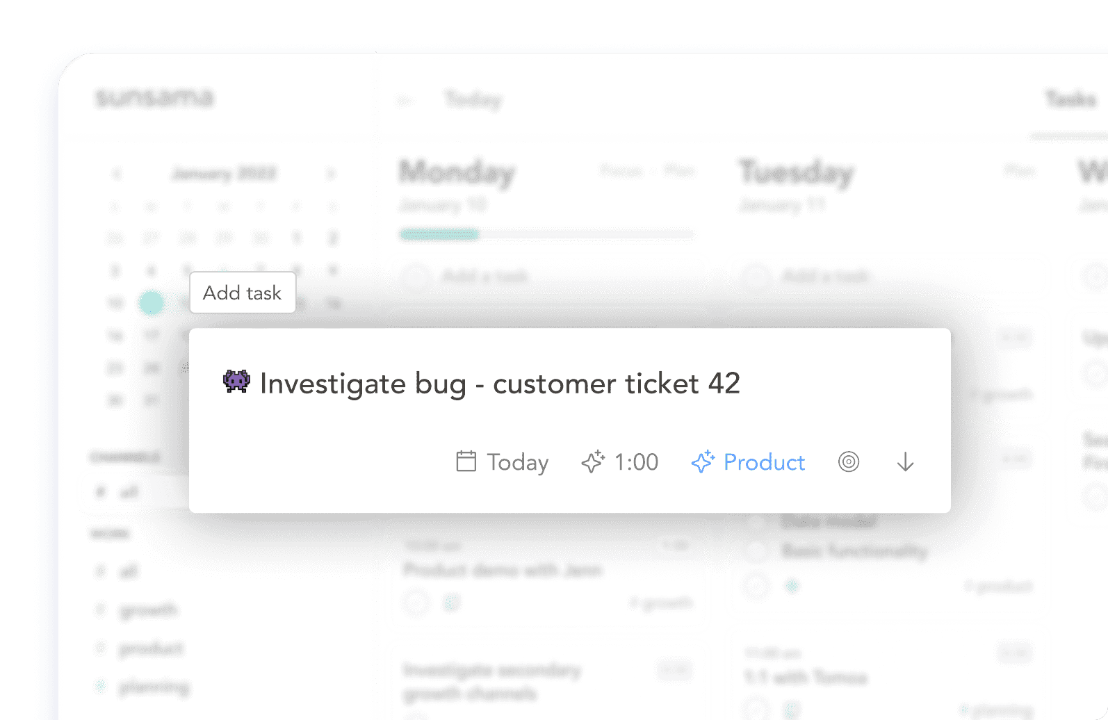 Task entry in a task management app.