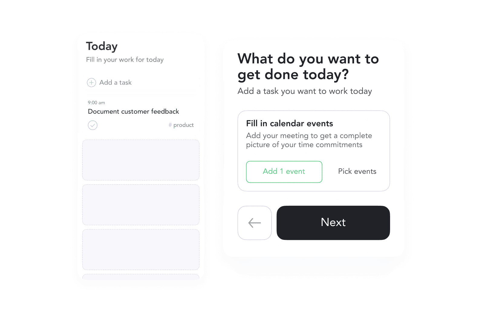 View of Sunsama daily and weekly planning