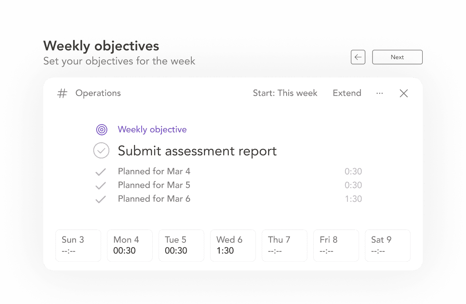 Sunsama weekly planning and goal tracking