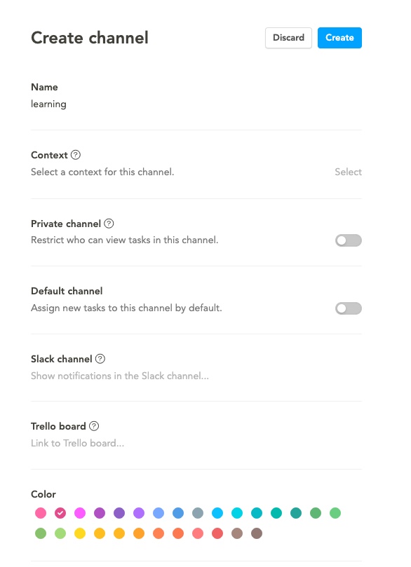 Sunsama channels