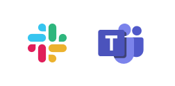 Logos of Slack and Microsoft Teams communication platforms.