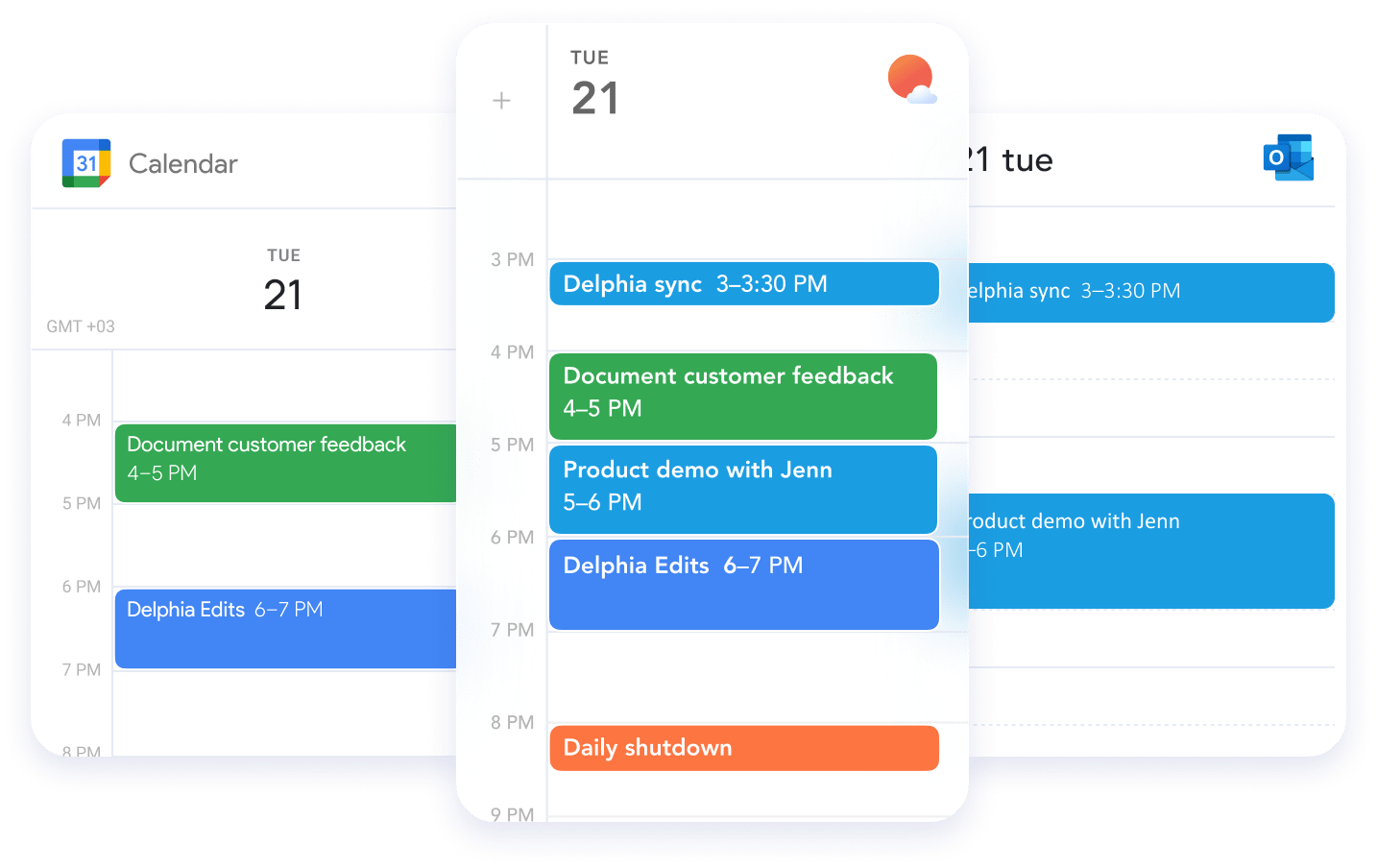 An image of the UI syncing multiple calendars