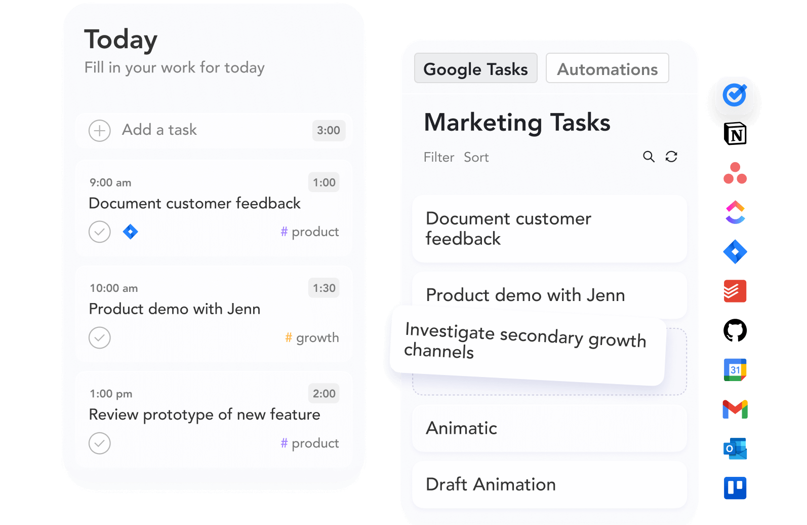 Import tasks from Google Tasks integration