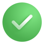 White check mark inside a green circular background.