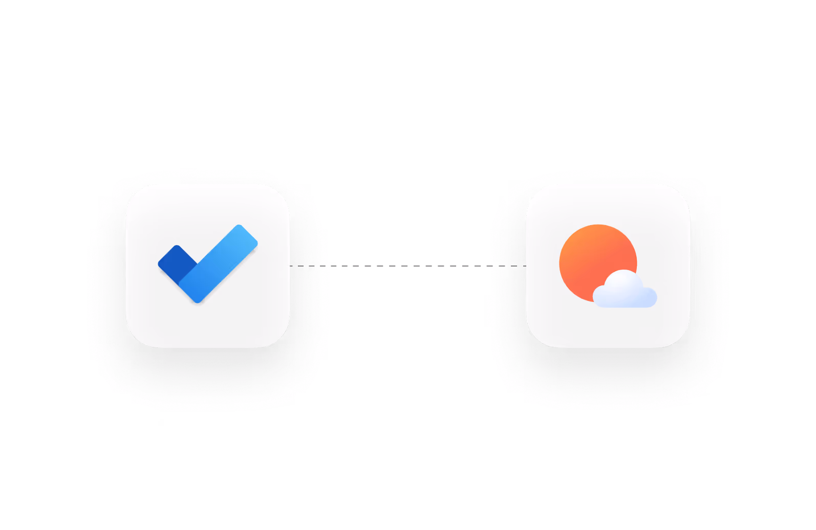 Microsoft Planner app icon featuring a blue checkmark and Sunsama app icon showing an orange sun with a white cloud.